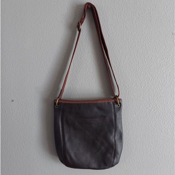 The Sak Brown Leather Crossbody Bag with Canvas Strap - Picture 2 of 5